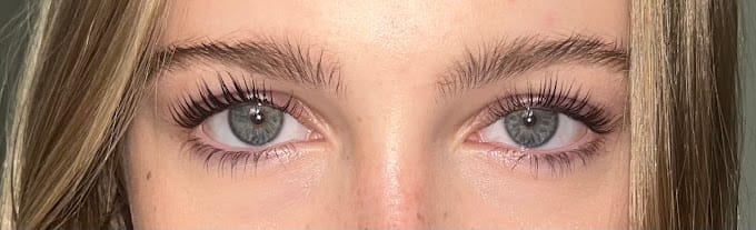 Close-up of striking euebrows and eyelashes